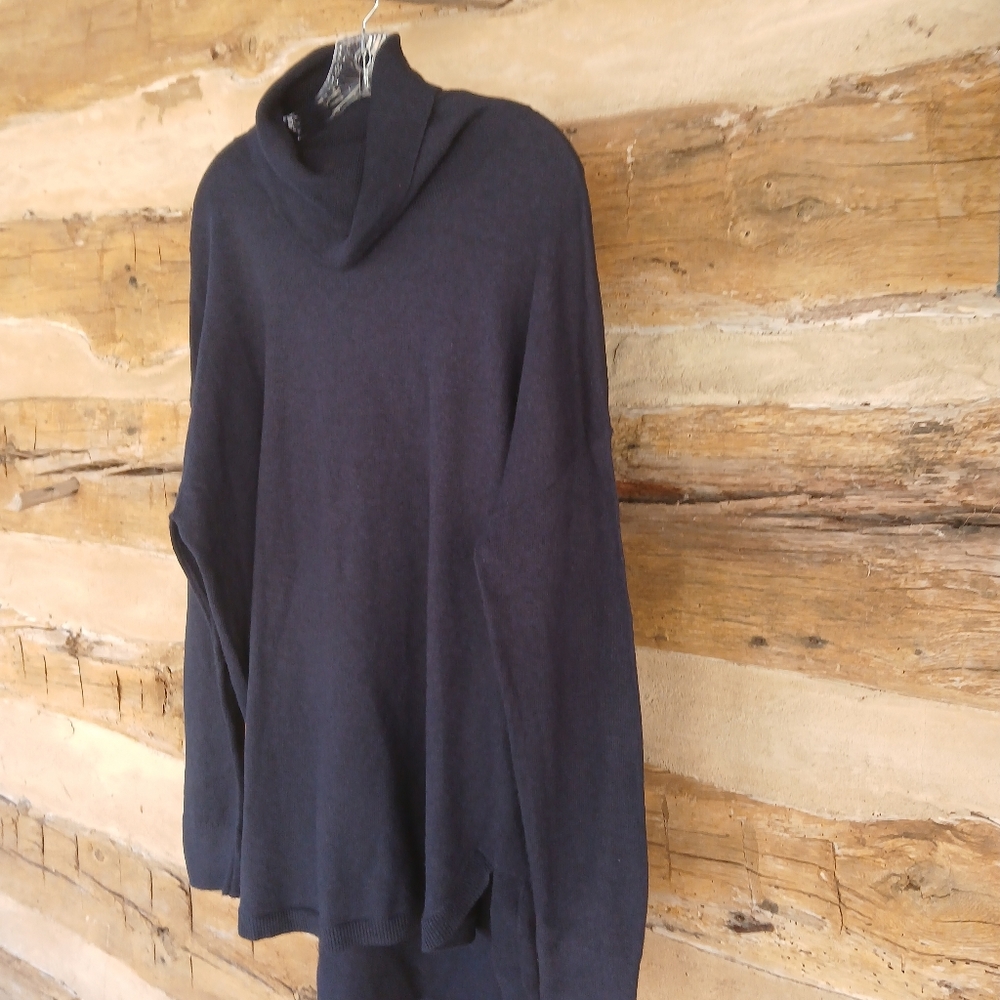 Chelsea28 Navy Night Oversized Cowl Neck Pima Cotton Blend Sweater XL - Picture 4 of 11